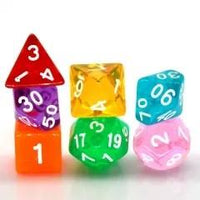 Thumbnail for 7pcs Dice Acrylic Clear White Font Rainbow