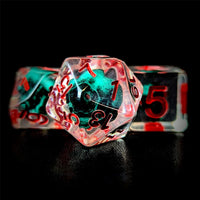 Thumbnail for Green Skull in Clear Resin - 7pcs RPG Full Dice Set