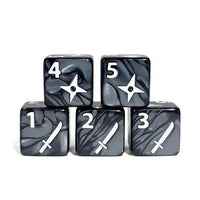 Thumbnail for 6pcs D6 16mm Dice Acrylic White Font Ninja Black