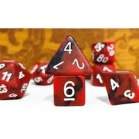 Thumbnail for 7pcs Dice Resin Swirl White Font Frosted Red