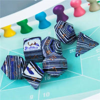 Thumbnail for Layered Purple, White and Black Turquise Gemstone - 7pcs RPG Dice Set