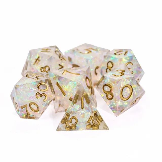 Candy in Clear Mini Sharp Resin - 7pcs RPG Dice Set