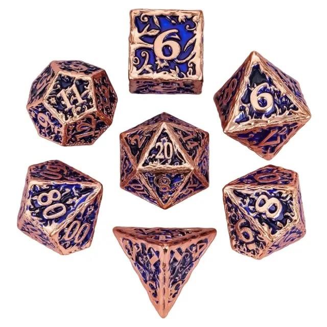 7pcs Dice Metal Druid Vine Copper Font Purple
