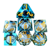 Thumbnail for Eye Ball in Blue Filled Sharp Resin - 7pcs RPG Dice Set