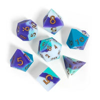 Thumbnail for Purple & White Layered Silicone - 7pcs RPG Full Dice Set