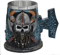 Thumbnail for Blue, Black & Silver Viking Hammer Mug - Novelty