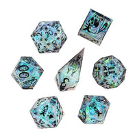 Thumbnail for Cats on Grey with Candy Sharp Resin - 7pcs RPG Dice Set