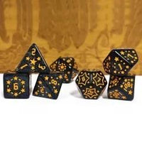 Thumbnail for 7pcs Dice Acrylic Pattern Stars Gold Font Black