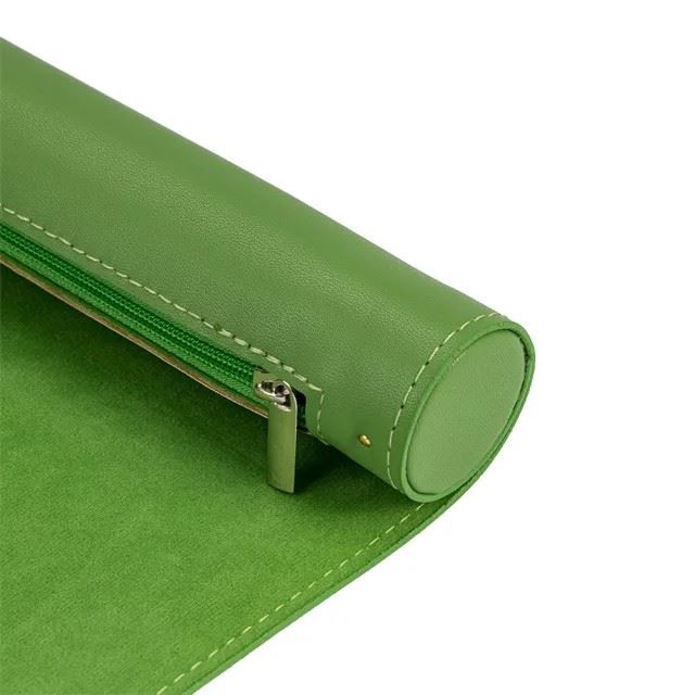 Green Velvet PU Leather Roll & Tray - Dice Storage