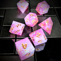 Thumbnail for Candy in Purple & White with Copper Foil Sharp Resin - 7pcs RPG Dice Set