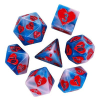 Thumbnail for 7pcs Dice Resin Pattern Hearts Red White Blue