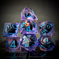 Thumbnail for Red Dragon Eye Ball in Clear & Purple Filled Sharp Resin - 7pcs RPG Dice Set