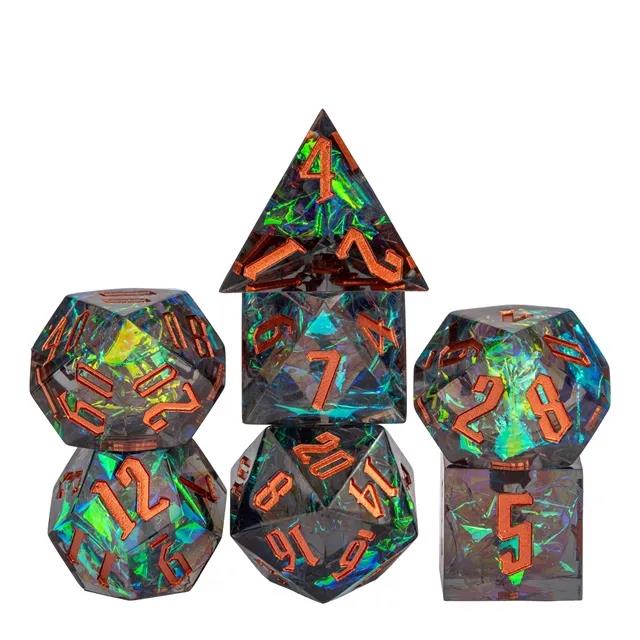 Candy in Blue & Green Sharp Resin - 7pcs RPG Dice Set