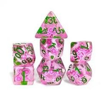 Thumbnail for 7pcs Dice Resin Filled Green Font Purple Fruit Clear