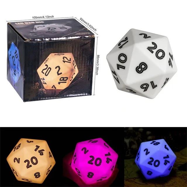 White LED - D20 RPG Dice