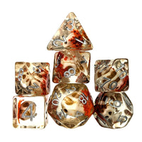 Thumbnail for Skull & Orange Flower in Clear Resin - 7pcs RPG Full Dice Set