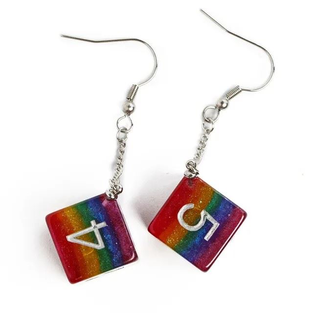 Rainbow Resin - D6 Earings