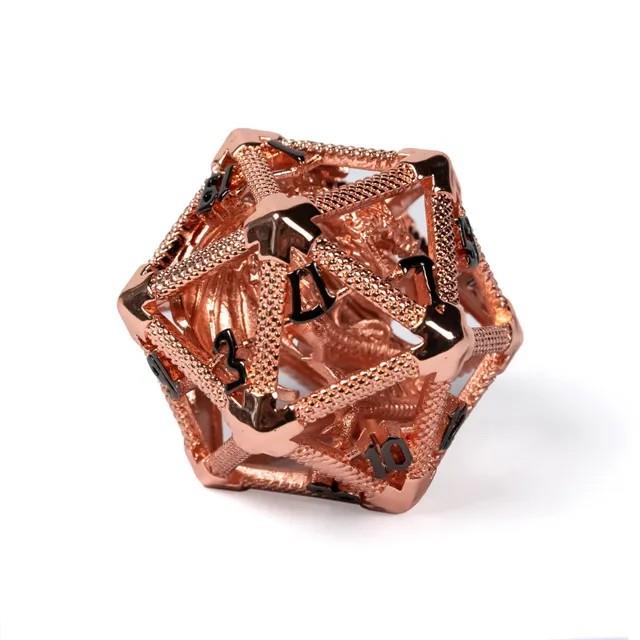 Dragon in Copper Metal - Hollow D20 RPG Dice