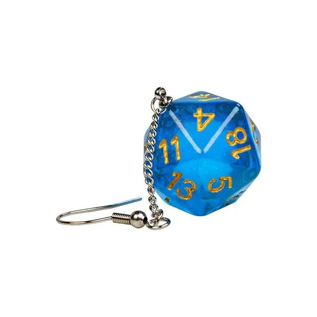 Blue Resin - D20 Earings