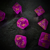 Thumbnail for Glitter in Hot Pink Acrylic - 7pcs RPG Full Dice Set Scatter