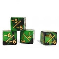 Thumbnail for 6pcs D6 16mm Dice Acrylic Counter Gold Font Black Green