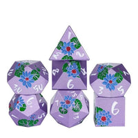 Thumbnail for Blue Lotus Flower in Purple Metal - 7pcs RPG Dice Set