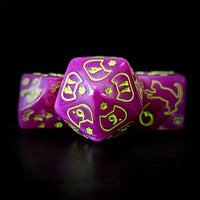Thumbnail for Yellow Cats on Pink Acrylic - 7pcs RPG Full Dice Set