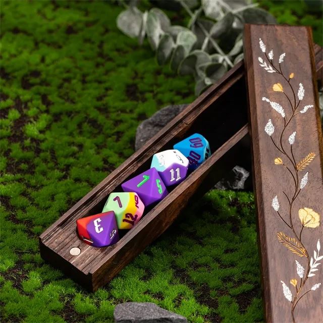 Flowers on Monzo Wood - Magnetic Dice Storage