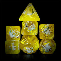 Thumbnail for Unicorn in Clear & Yellow Resin - 7pcs RPG Full Dice Set