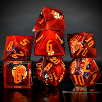 Thumbnail for Halloween Pumpkin in Red Filled Sharp Resin - 7pcs RPG Dice Set