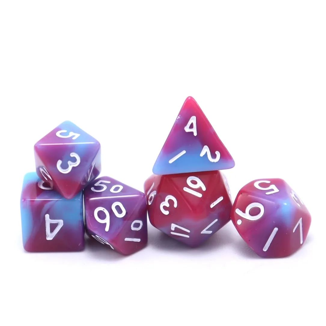 Blend of Cyan & Purple Acrylic - 7pcs RPG Mini Dice Set