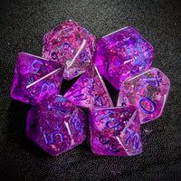 Thumbnail for Glitter in Clear Pink Acrylic - 7pcs RPG Full Dice Set Top