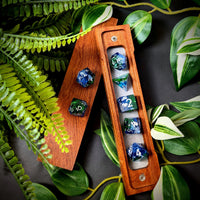 Thumbnail for 7pcs Dice Sharp Filled Silver Font Foil Green Blue