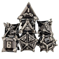 Thumbnail for 7pcs RPG Dice Set - Spiky Silver Metal