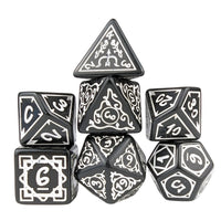 Thumbnail for White Vines on Black Acrylic - 7pcs RPG Full Dice Set White Stack