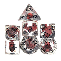 Thumbnail for Red Skull in Clear Resin - 7pcs RPG Full Dice Set