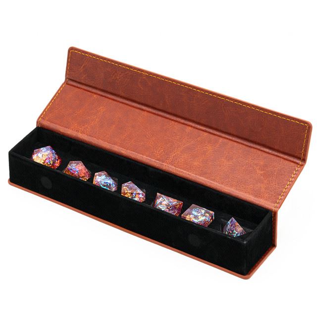 Brown Top PU Leather - Magnetic Flip Dice Storage