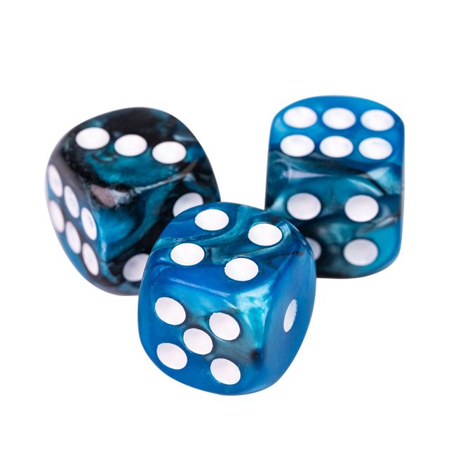 12mm Blue & Black Acrylic - 10pcs D6 RPG Dice Set