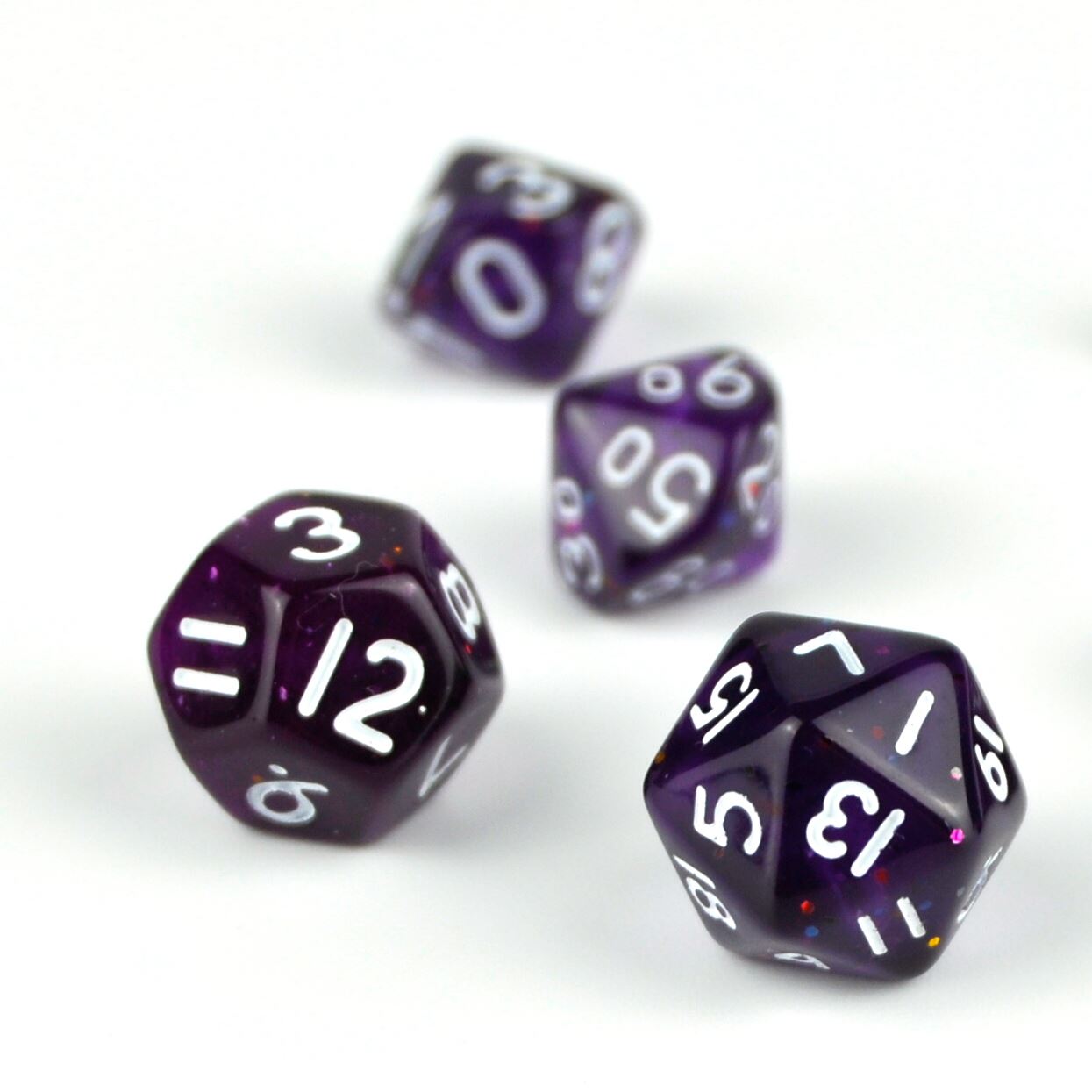 Glitter in Purple Acrylic - 7pcs RPG Mini Dice Set