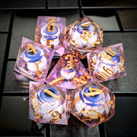 Thumbnail for Eye Ball in Purple Filled Sharp Resin - 7pcs RPG Dice Set