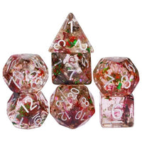 Thumbnail for 7pcs Dice Resin Swirl White Font Clear Red