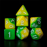 Thumbnail for Blend of Yellow & Green Acrylic - 7pcs RPG Full Dice Set Dark Stack