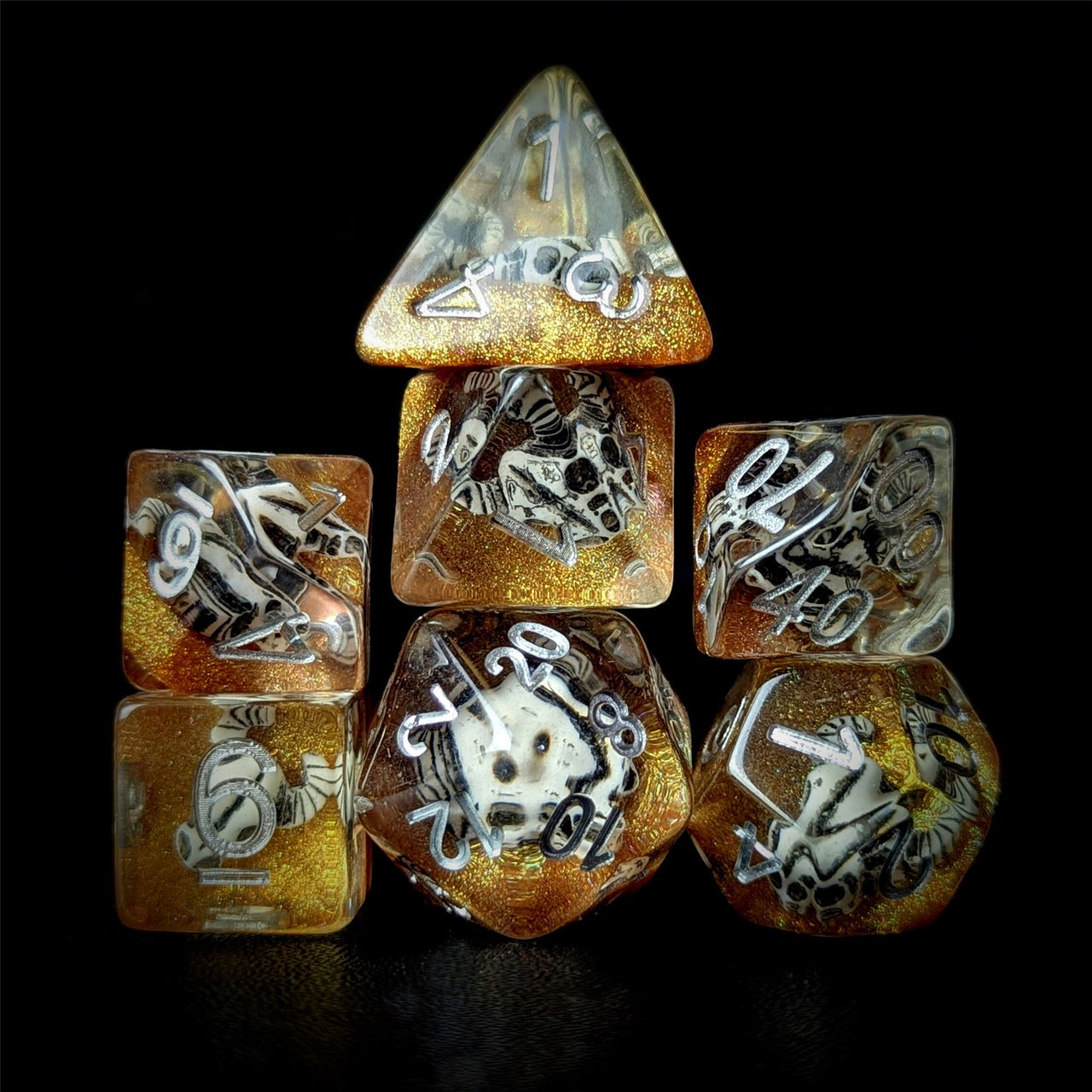 Bull Head in Clear Resin - 7pcs RPG Full Dice Set