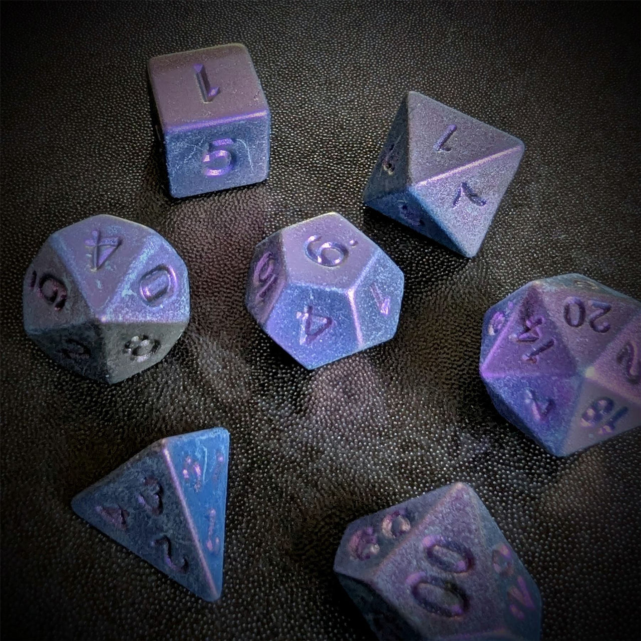 Frosted Purple Metallic Acrylic - 7pcs RPG Dice Set