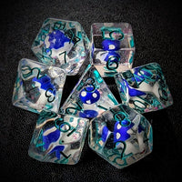 Thumbnail for Blue Mushroom in Clear Resin - 7pcs RPG Full Dice Set