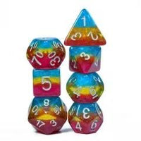 Thumbnail for 7pcs Dice Resin Layer Silver Font Pansexual Red Yellow Blue
