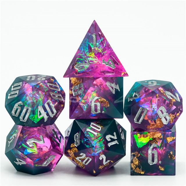 Candy in Pink & Blue Sharp Resin - 7pcs RPG Dice Set