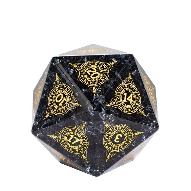 Astrology on Cracked Black Glass - D20 RPG Dice