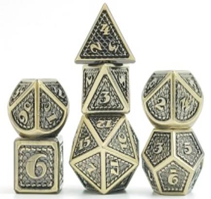 7pcs Dice Metal Stitch Bronze