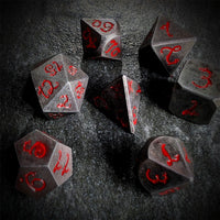 Thumbnail for Silver Metal with Red Dragon Font - 7pcs RPG Dice Set